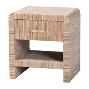 bali & pari Callan Bohemian Woven Natural Grasscloth 1-Drawer Nightstand